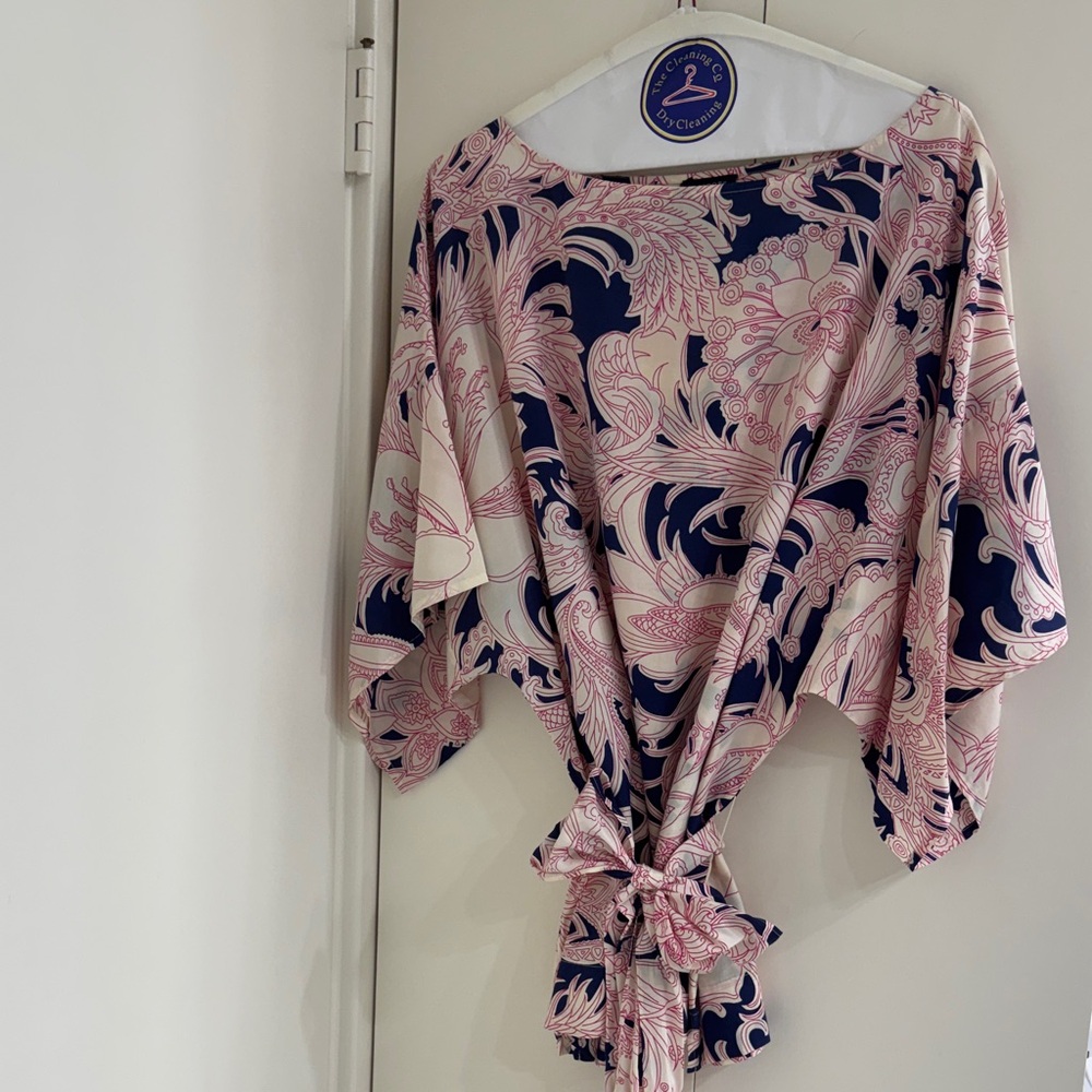 Floral Kimono Top in Pink and Navy
